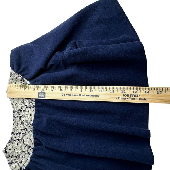 Vtg Blue Dress W/ Shrug 70s 80s Maxi Lace Bell Sleeve Halter Boho Hippie Regency - Picture 7 of 14